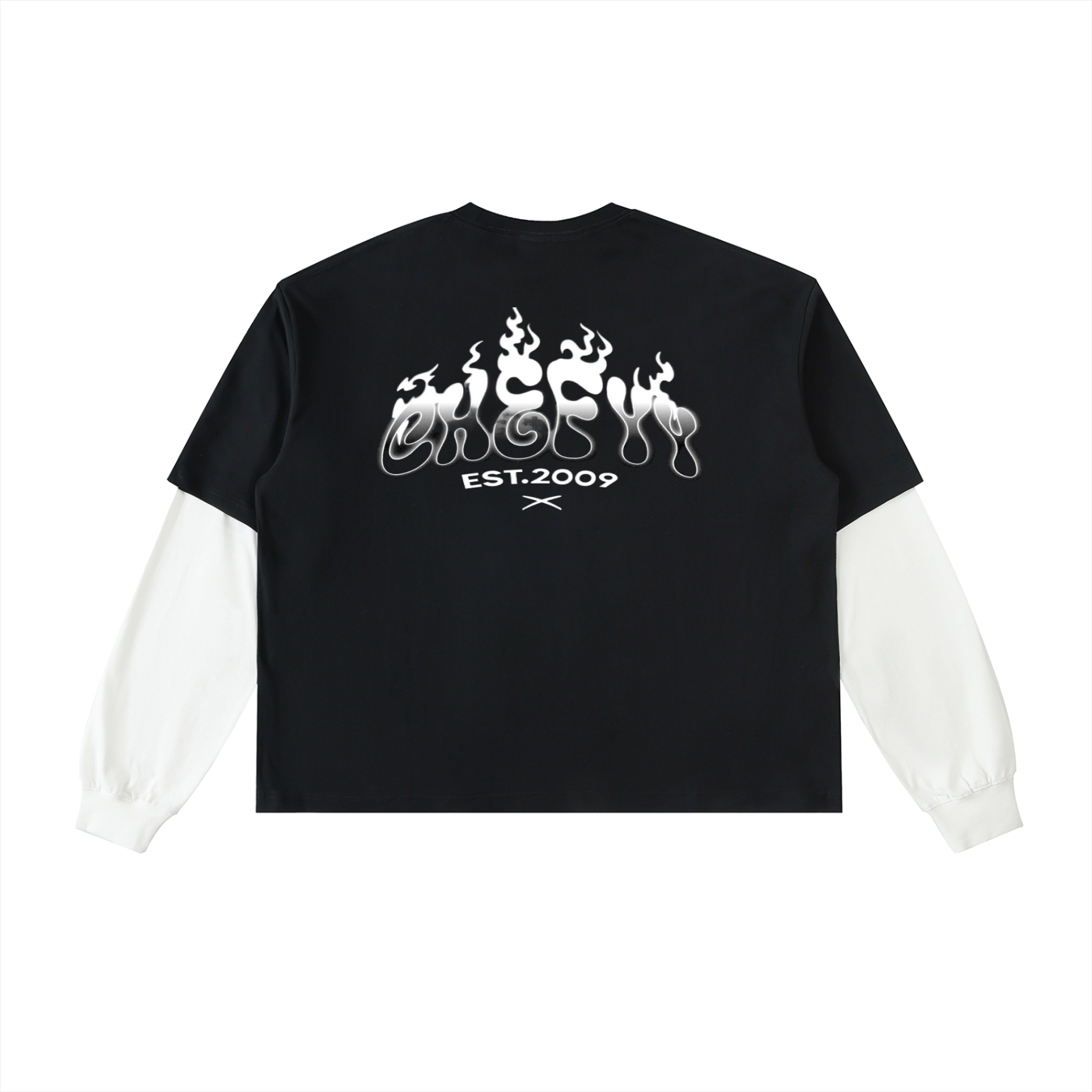 Layered Contrast Sleeve Cotton T-Shirt